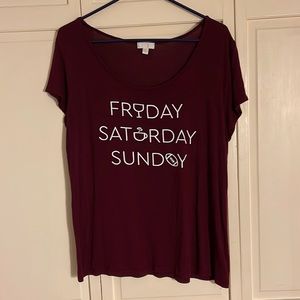Burgundy wine/coffee/football tee